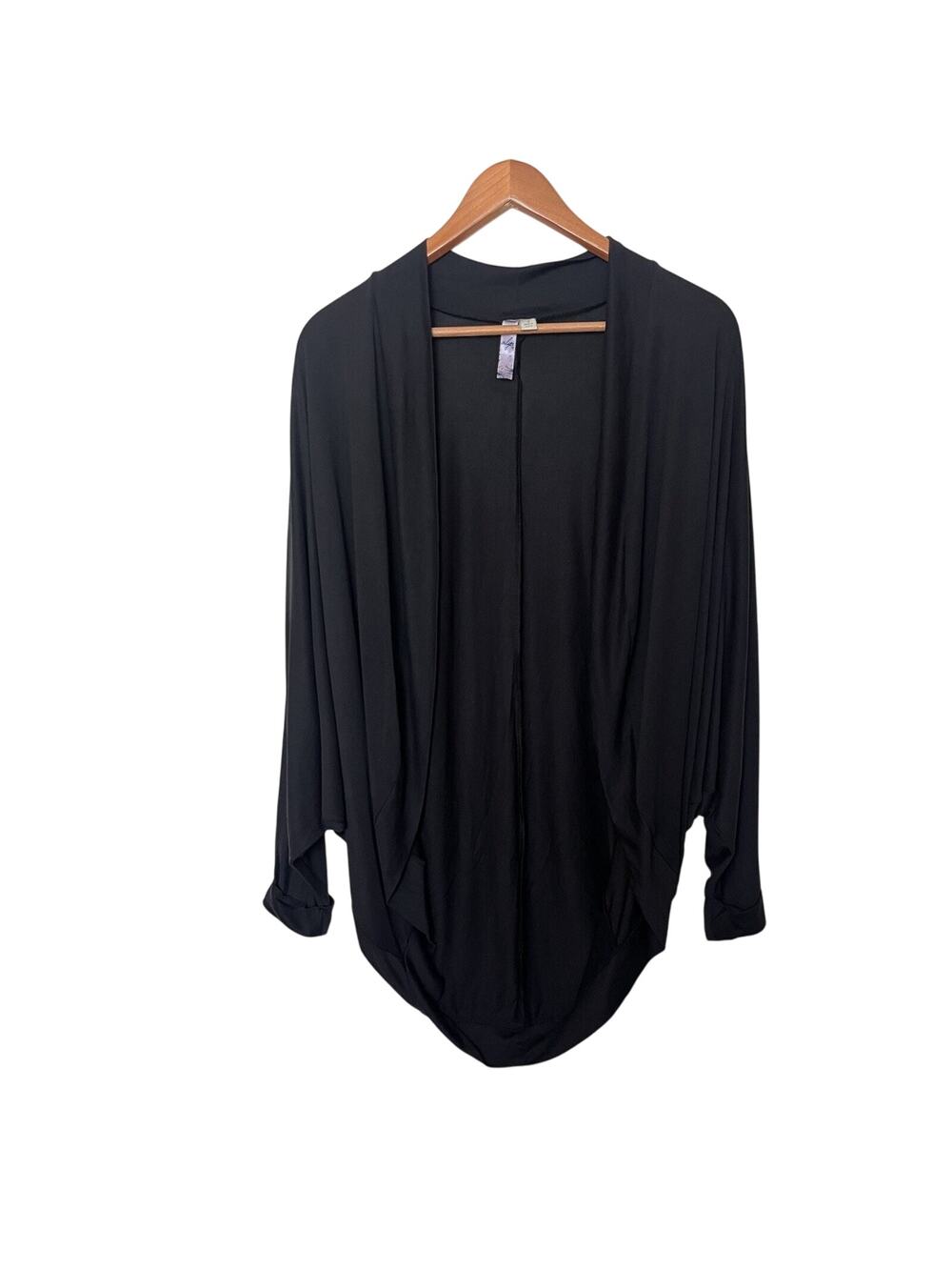Alya Black Modal Blend Dolman Sleeves Open Cardigan Sweater Sz Small Casual